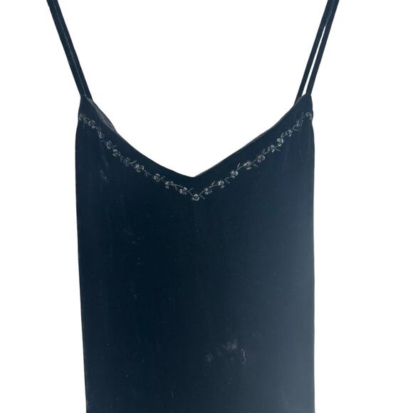 Vintage Y2K Black Velvet Maxi Dress Dark Feminine Goth Party Gown Spaghetti St - Picture 5 of 11